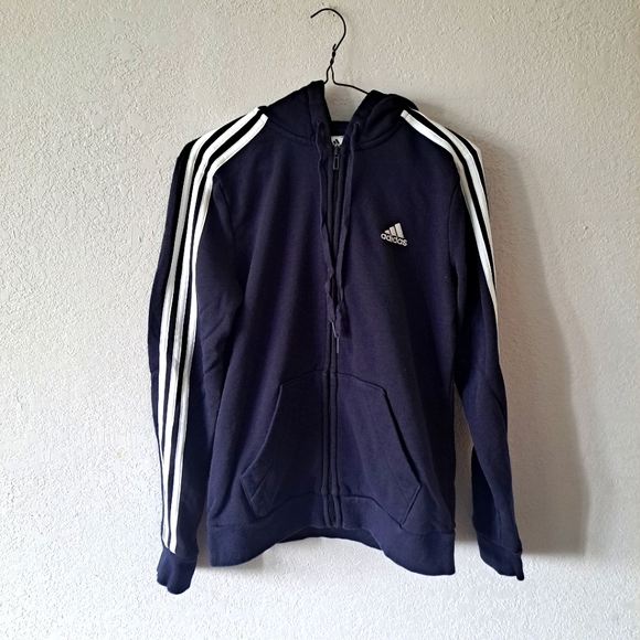 adidas Tops - Adidas Women's Essentials Navy Blue Zip-Up Sweatshirt